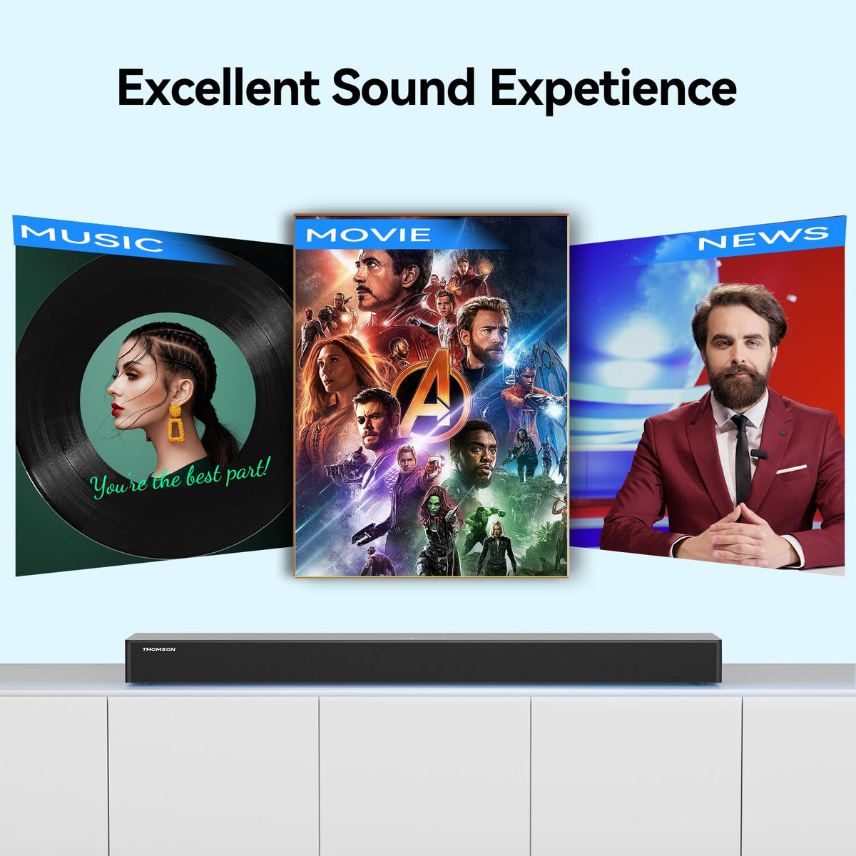 Barra de Sonido Bluetooth THOMSON Negro con Altavoz Bass Reflex para TV y Cine en Casa