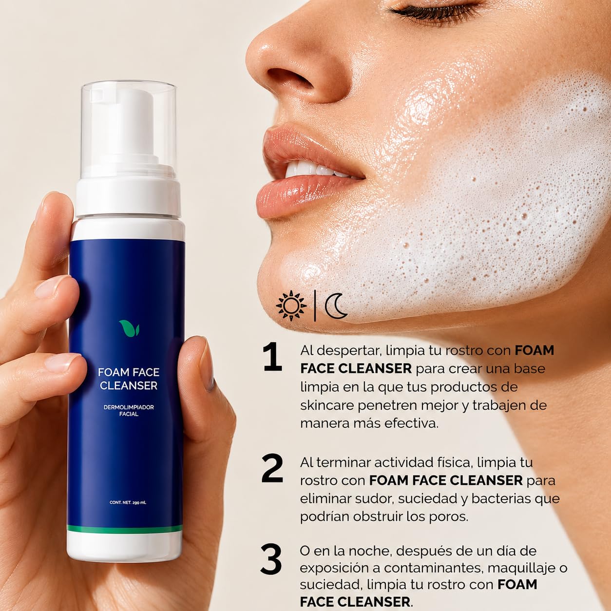 KareCo FOAM FACE CLEANSER Limpiador facial | Jabón facial en espuma | para limpieza profunda que combate imperfecciones, dejando tu piel fresca, suave y equilibrada | ideal para tu skin care diario.