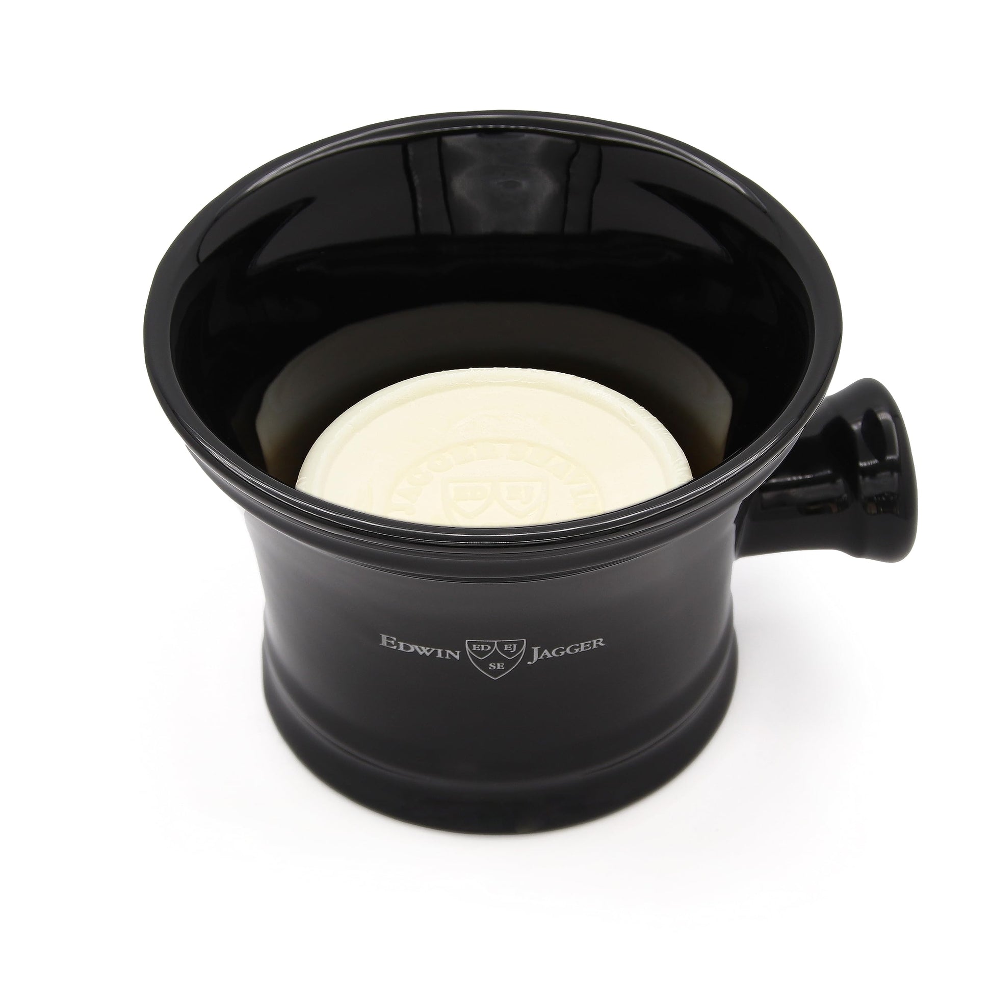 Edwin Jagger - Jabonera de porcelana con asa, color negro, Ebany, Uno