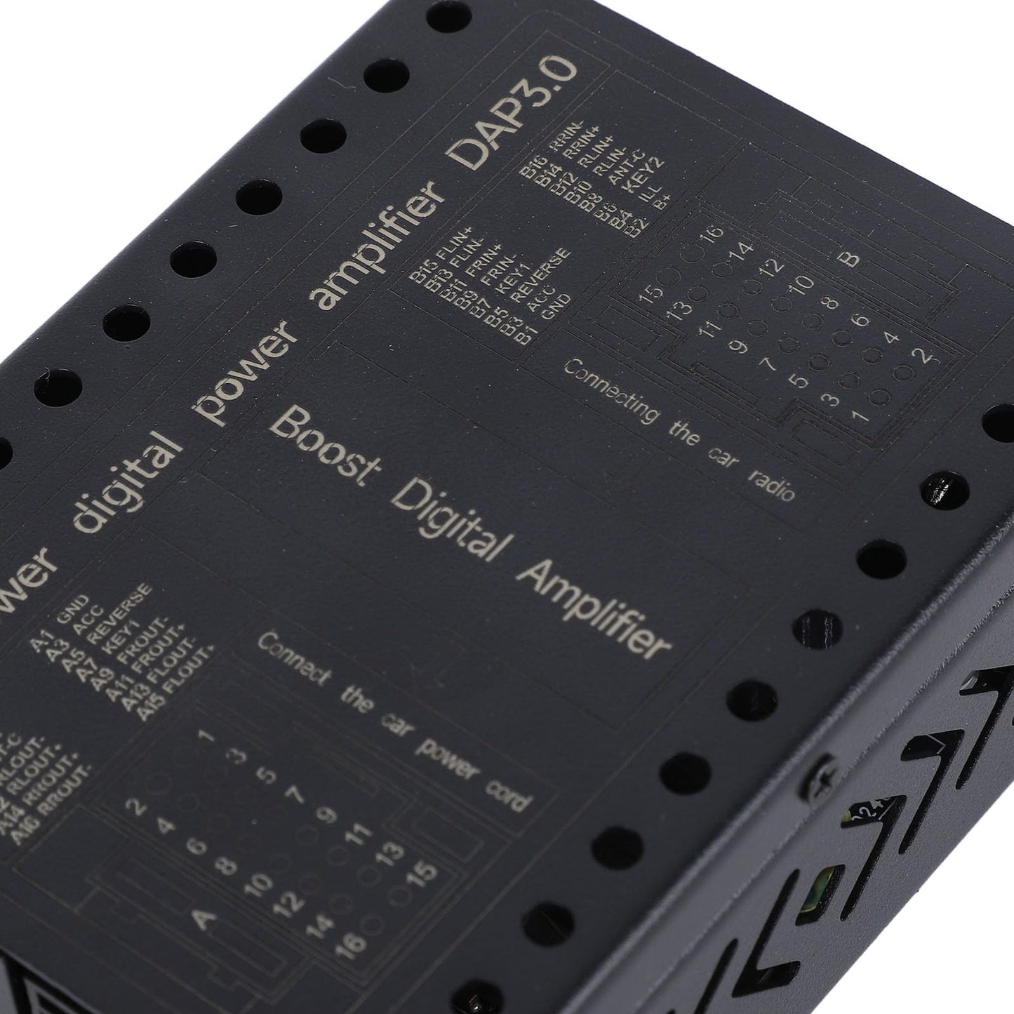 Jiawu Amplificador DSP para Coche, Amplificador de Potencia de Clase AB de 4 Canales y 50 W, relación señal/Ruido de 96 dB, Caja Estable de 2/4 ohmios