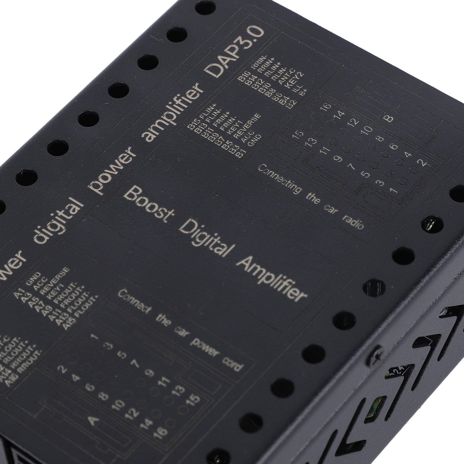 Jiawu Amplificador DSP para Coche, Amplificador de Potencia de Clase AB de 4 Canales y 50 W, relación señal/Ruido de 96 dB, Caja Estable de 2/4 ohmios