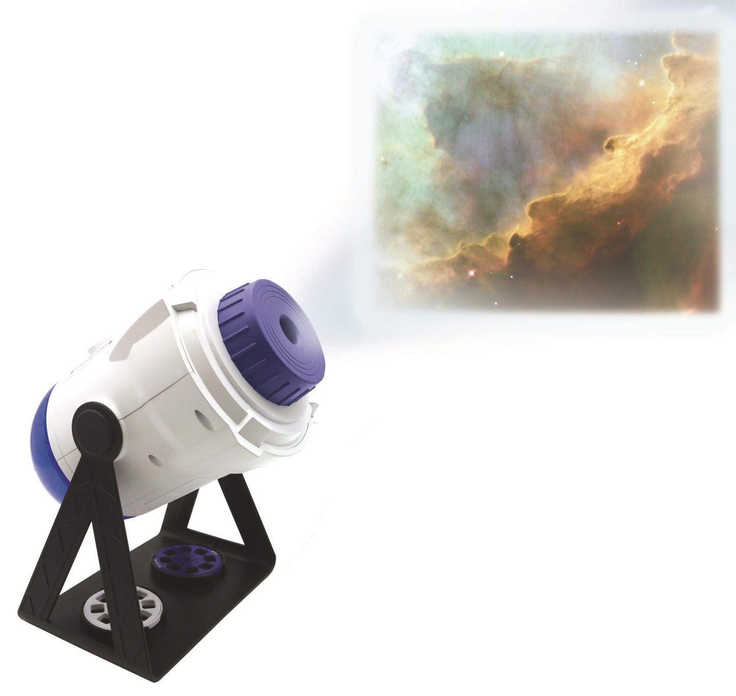 LEXiBOOK, Proyector de planetario de Constelaciones e imágenes 2 en 1, 24 imágenes para Descubrir el Espacio, 2 cúpulas de constelación, Stem, Blanco/Azul, NLJ180US
