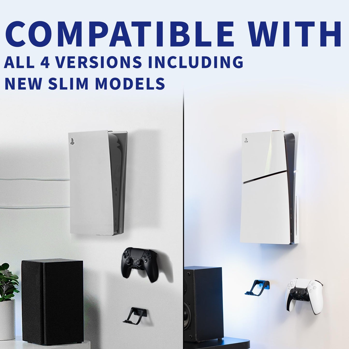 Soporte de Pared de Acero Vivo Negro diseño Abierto para Consola de Juegos PS5