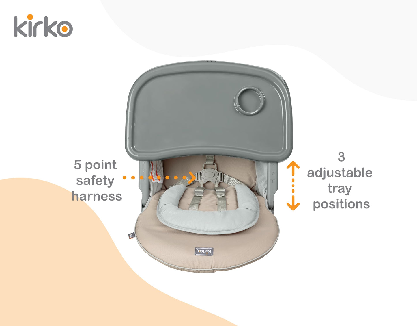Kirko Silla Alta Bebé EasyGo High Chair, Ligera Y Compacta (Beige)