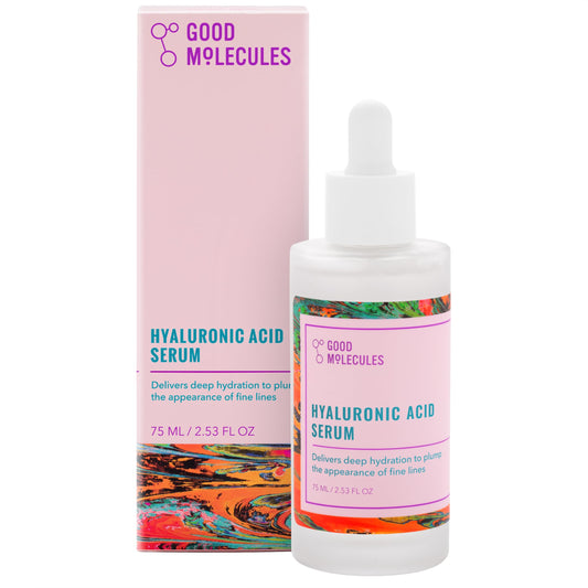 Good Molecules Hyaluronic Acid Serum 75ml - Deep Hydration for Dry Skin, Non-greasy Formula to Moisturize, Plump, Firm, and Smooth for Youthful Skin - 10% HA, Water-Based, Fragrance-Free, Cruelty-Free