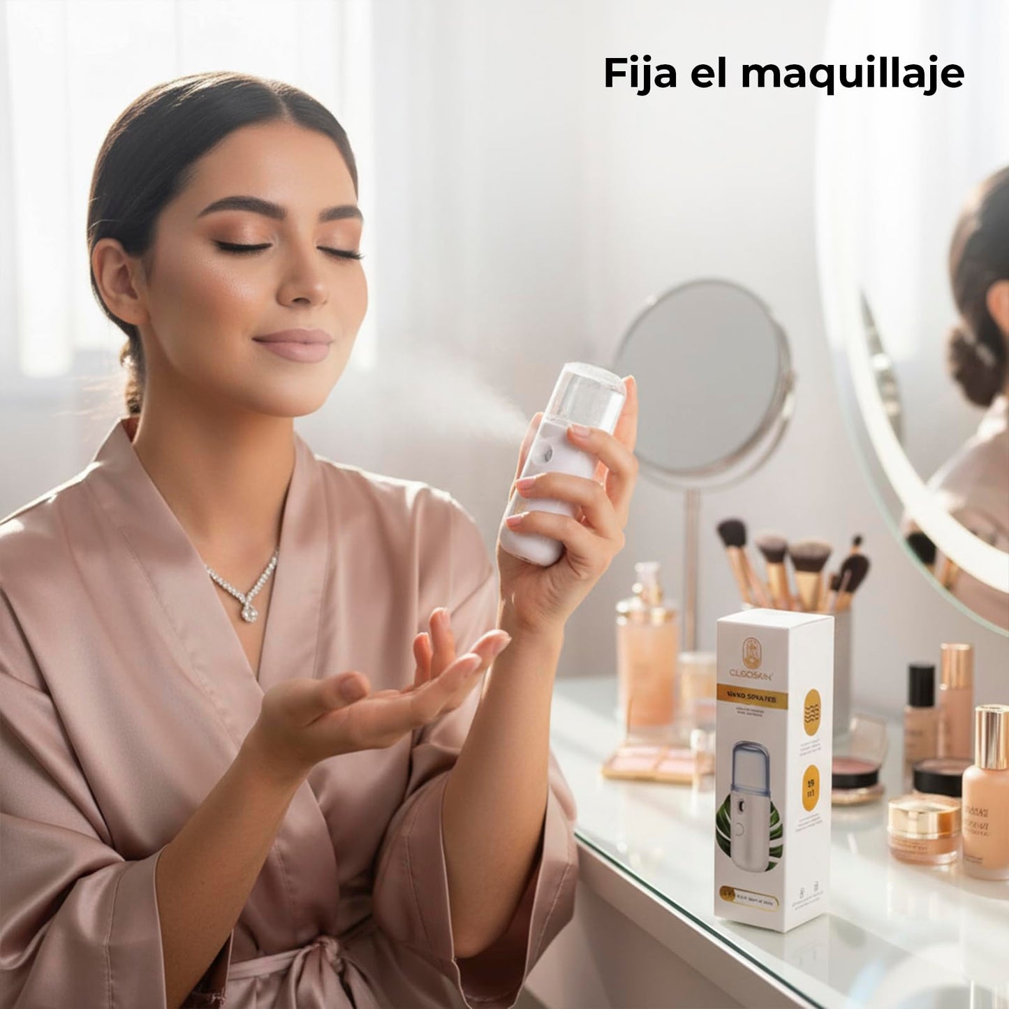 CLEOSKIN Nano Sprayer Facial Portátil 30 ml | Atomizador Facial de Bruma Fina para Hidratación Instantánea | Recargable USB | Ideal para Maquillaje y Skincare | Regalo de Navidad para Mujer