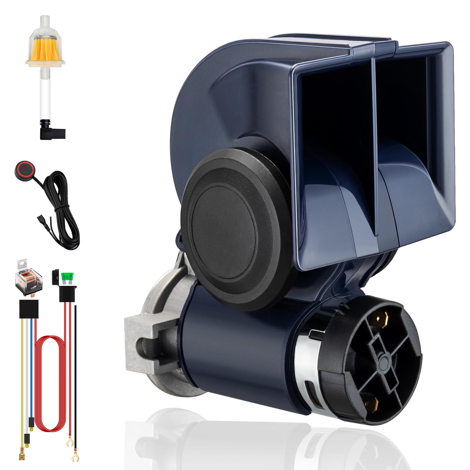Kit de bocina de coche con botón, bocina de aire de 12 V para coche, camión, motocicleta, tren, bocinas, muy fuerte para camioneta, 12 voltios, 150 dB, ajuste universal BANHAO