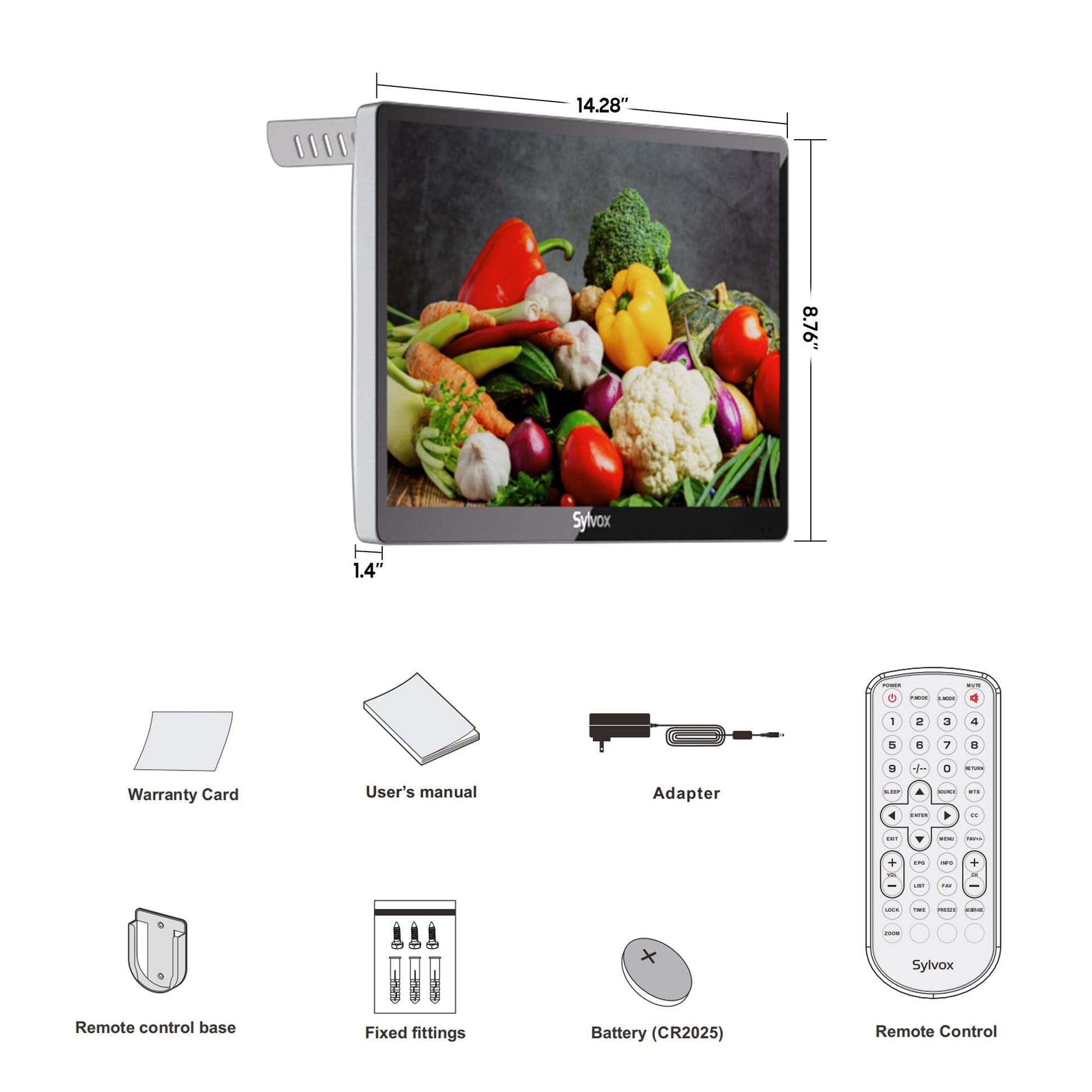Televisor Abatible Sylvox Debajo del Gabinete 15.6 Pulgadas Rotación 90 Grados para Cocina