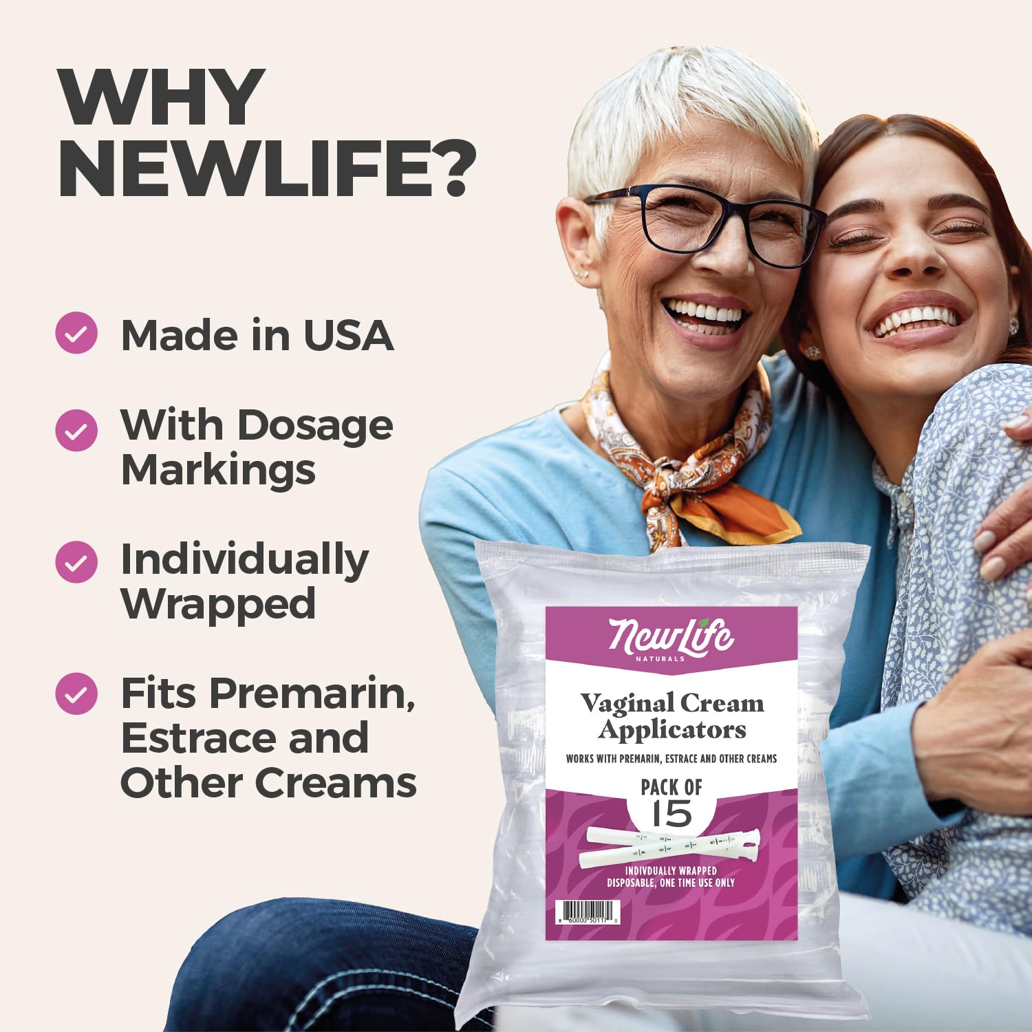 Aplicadores Vaginales Newlife Naturals Desechables Rosca Paquete de 15