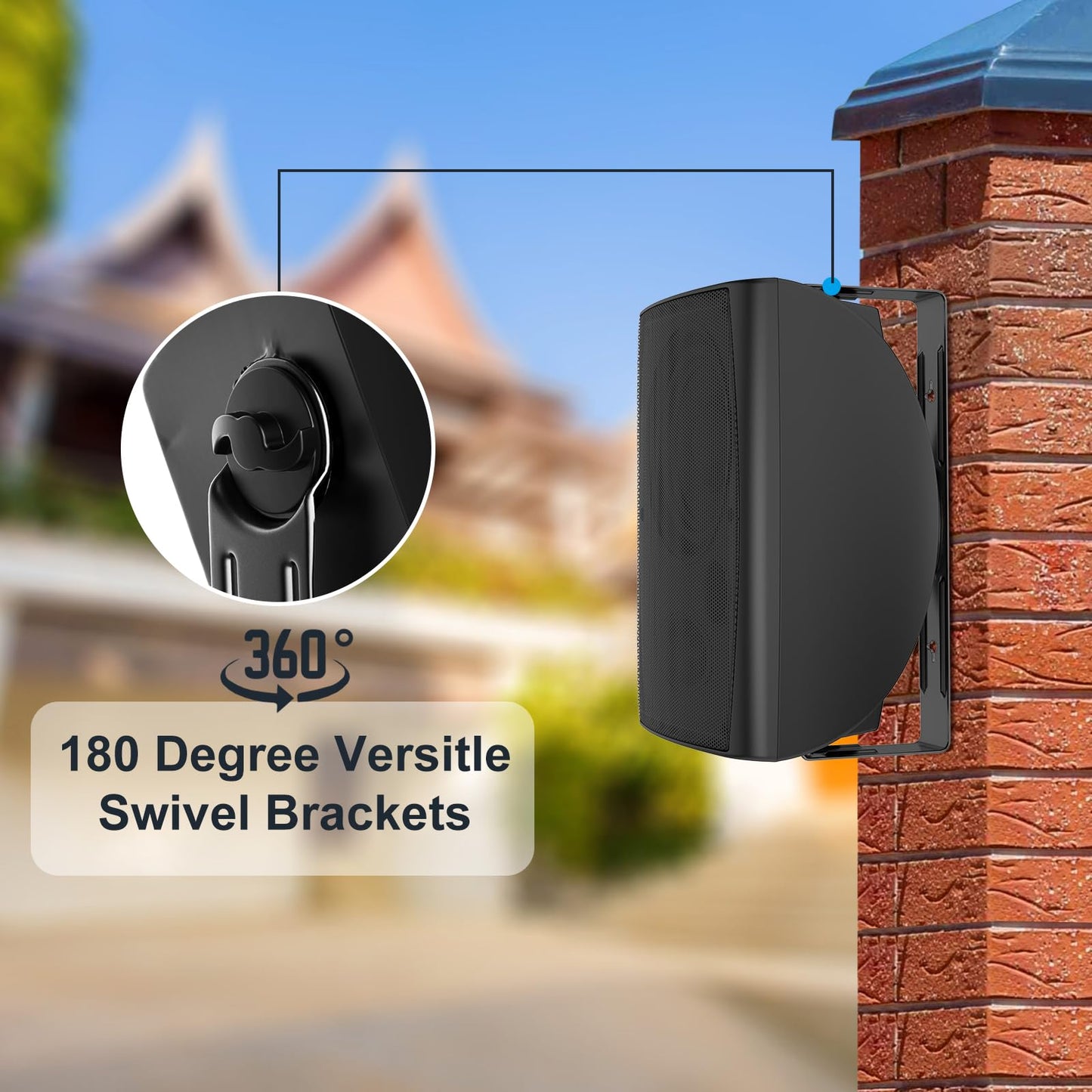 STUDIOFINIX - Altavoces Bluetooth para Exteriores de 6.5 Pulgadas, 400 W, Impermeables, con Cable, Sistema de Altavoces Impermeables para Patio, hogar, Piscina, terraza, Patio Trasero (par), Negro