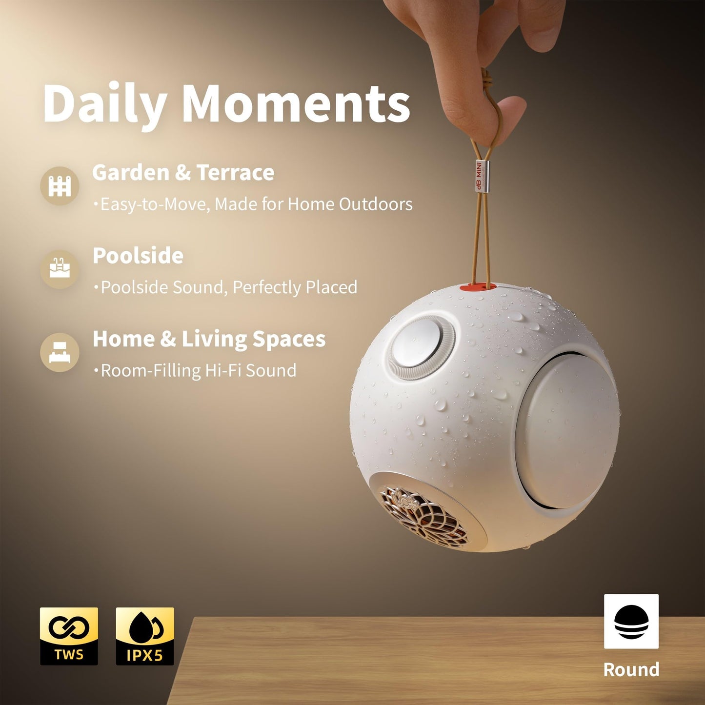 UB+ dBMiNi Bocina Bluetooth de Bajo Pequeño y Contundente, Portátil, Inalámbrica, Sonido Estéreo Fuerte de 40W, 20 Horas de Reproducción, Batería de Larga Duración, IPX5, Bluetooth 5.4, EQ, TWS