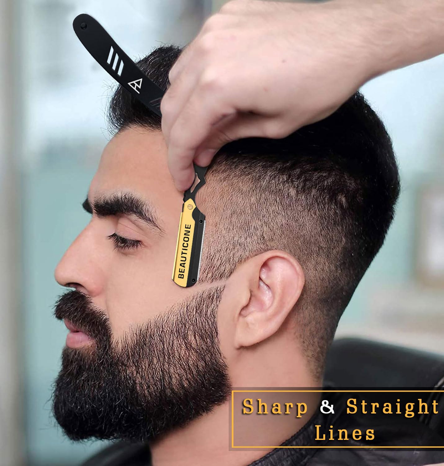 BEAUTICONE Navaja De Afeitar Recta Para Hombre Navaja De Afeitar Profesional De Barbero Con 100 Hojas De Un Solo Filo Navajas De Afeitar De Una Sola Hoja De Filo Recto Para Hombre()