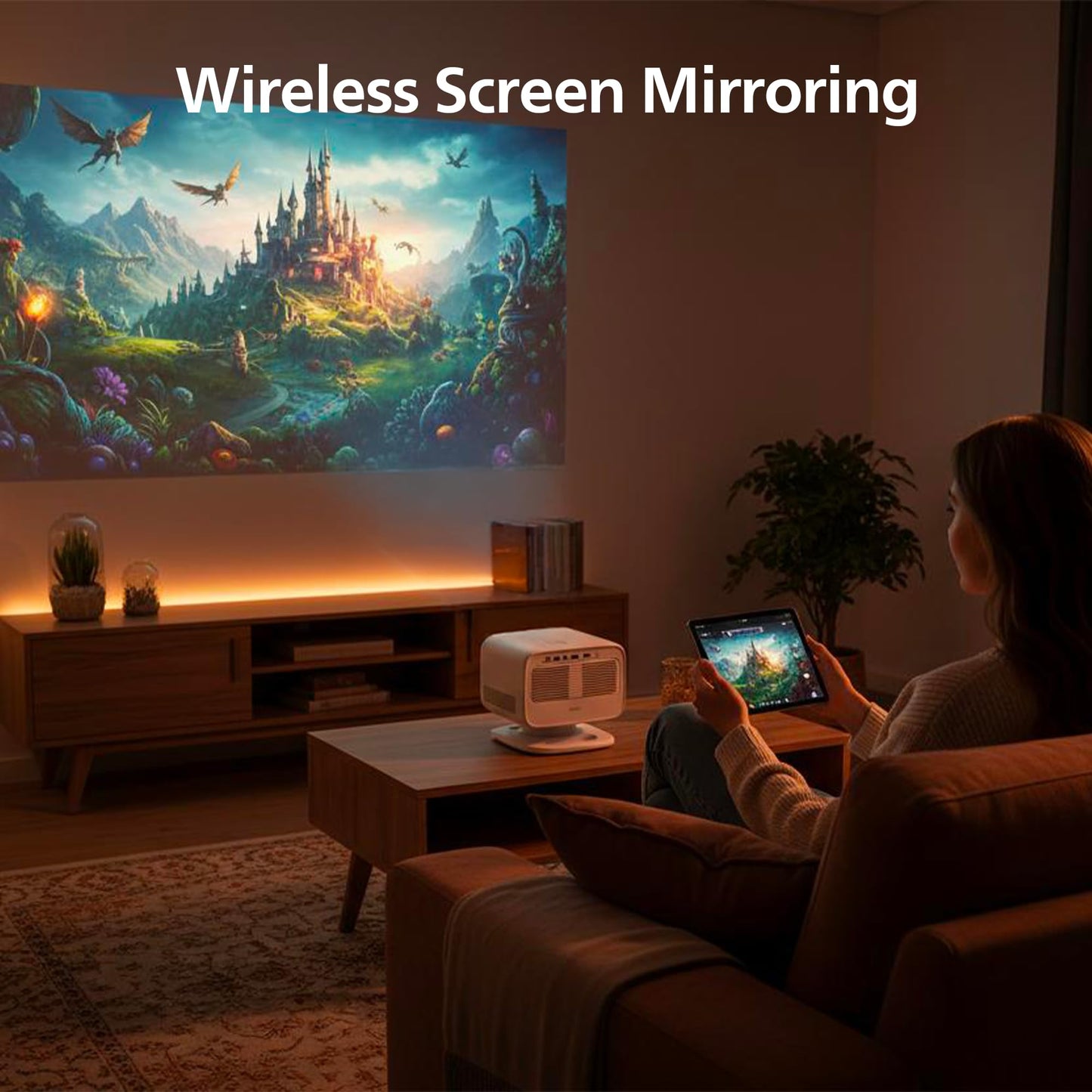 Philips Neopix 444, Proyector 4K, Resolución Nativa 1080p, 500 lúmenes ANSI, sonido estéreo de 10 vatios, enfoque automático, autokeystone, cable HDMI a USB-C incluido, blanco.