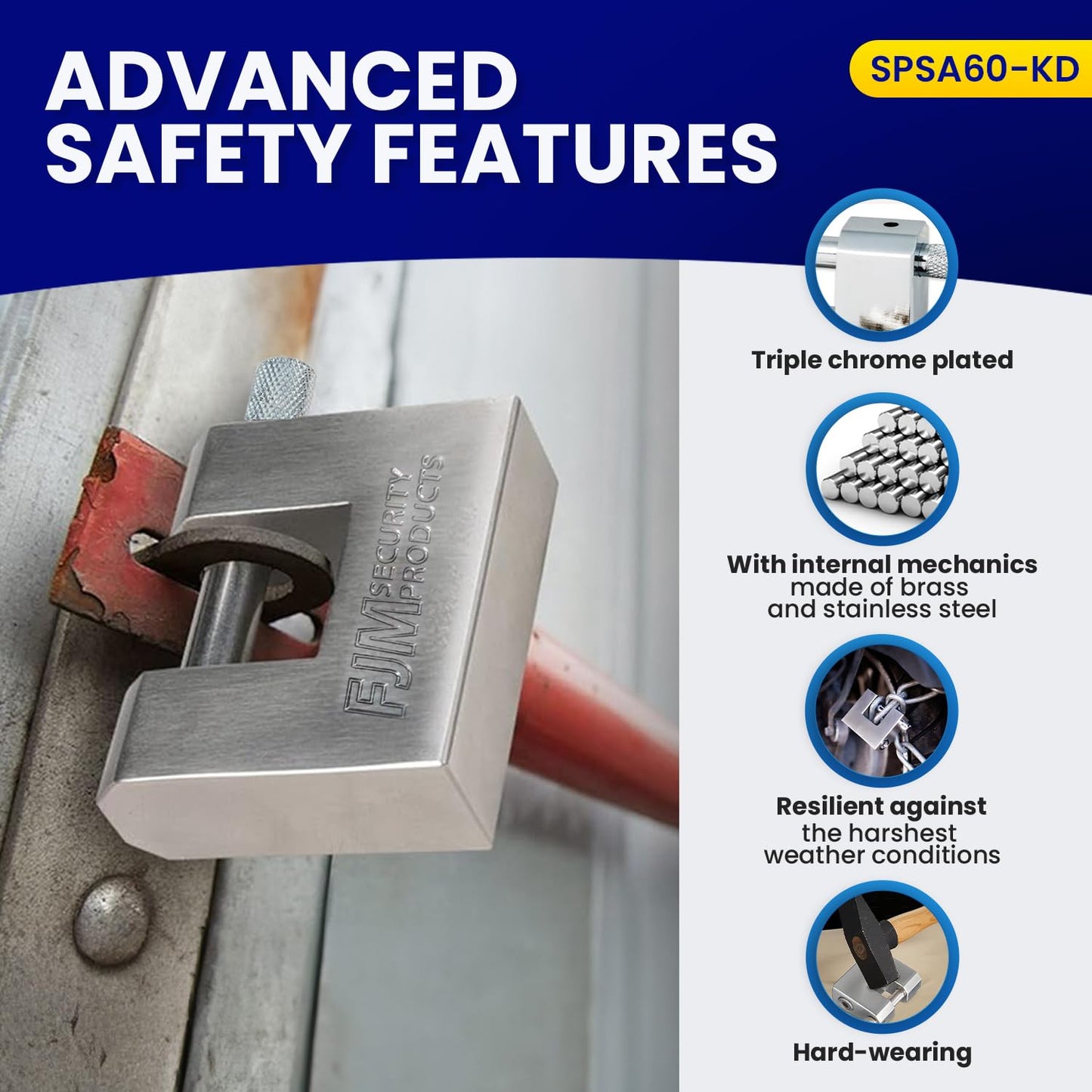 Candado de Seguridad en D Sobo Cromado 0.95 cm con Clave Diferente