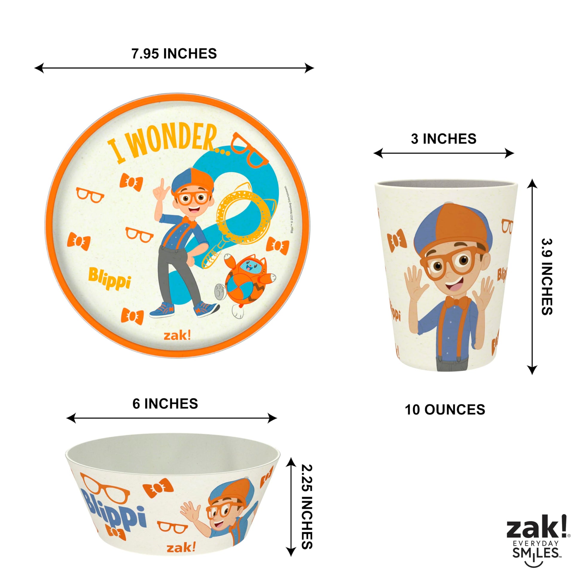 Juego de Vajilla Zak Designs Blippi Bambú Melamina Duradero para Niños
