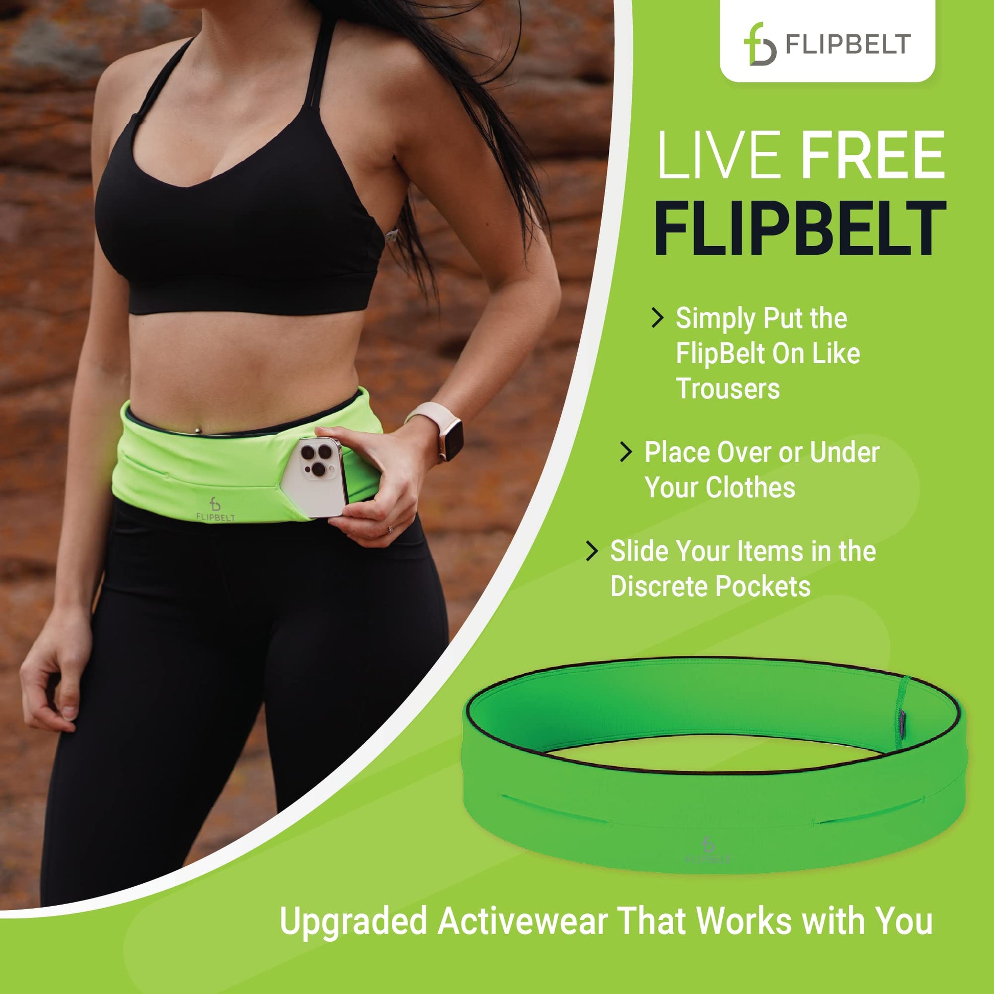 Cinturón de Ejercicio FlipBelt Level Terrain Amarillo neón extraTamaño pequeño