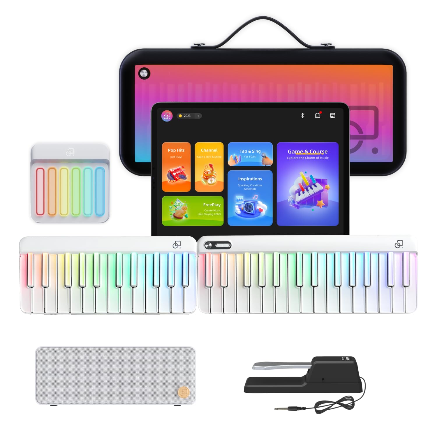 Teclado Digital Inteligente POPUPIANO Negro con Teclas Iluminadas y Driver MIDI, para Aprendizaje y Composición