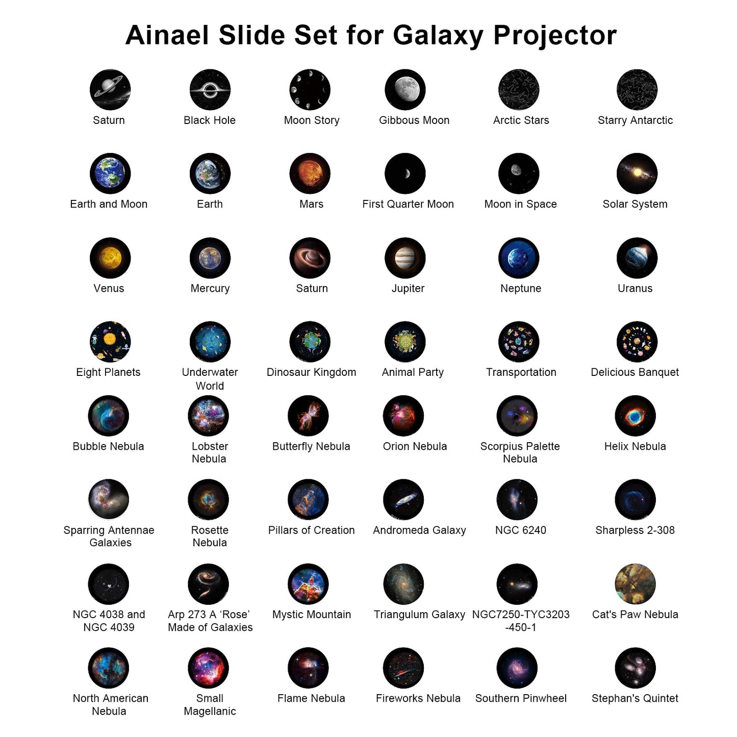 Ainael Galaxy Projector Disc, 5K Ultra HD Slide Discs for Galaxy Projector