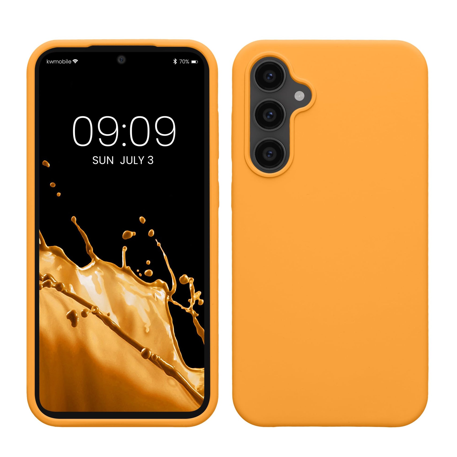 kwmobile Carcasa Compatible con Samsung Galaxy S23 FE Funda - Case TPU y Silicona antigolpes - Apto Carga inalámbrica - Naranja afrutado