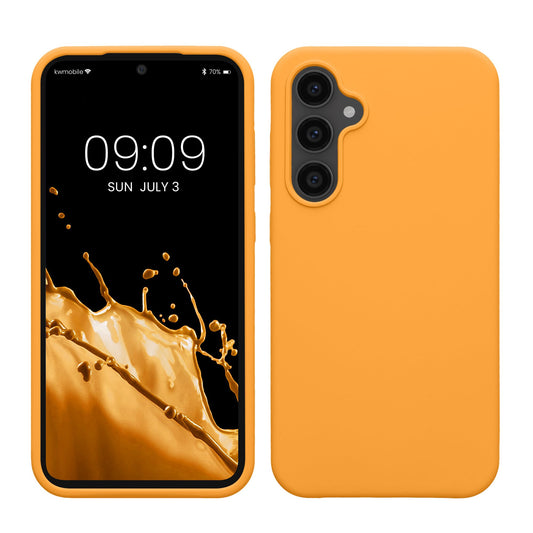 kwmobile Carcasa Compatible con Samsung Galaxy S23 FE Funda - Case TPU y Silicona antigolpes - Apto Carga inalámbrica - Naranja afrutado