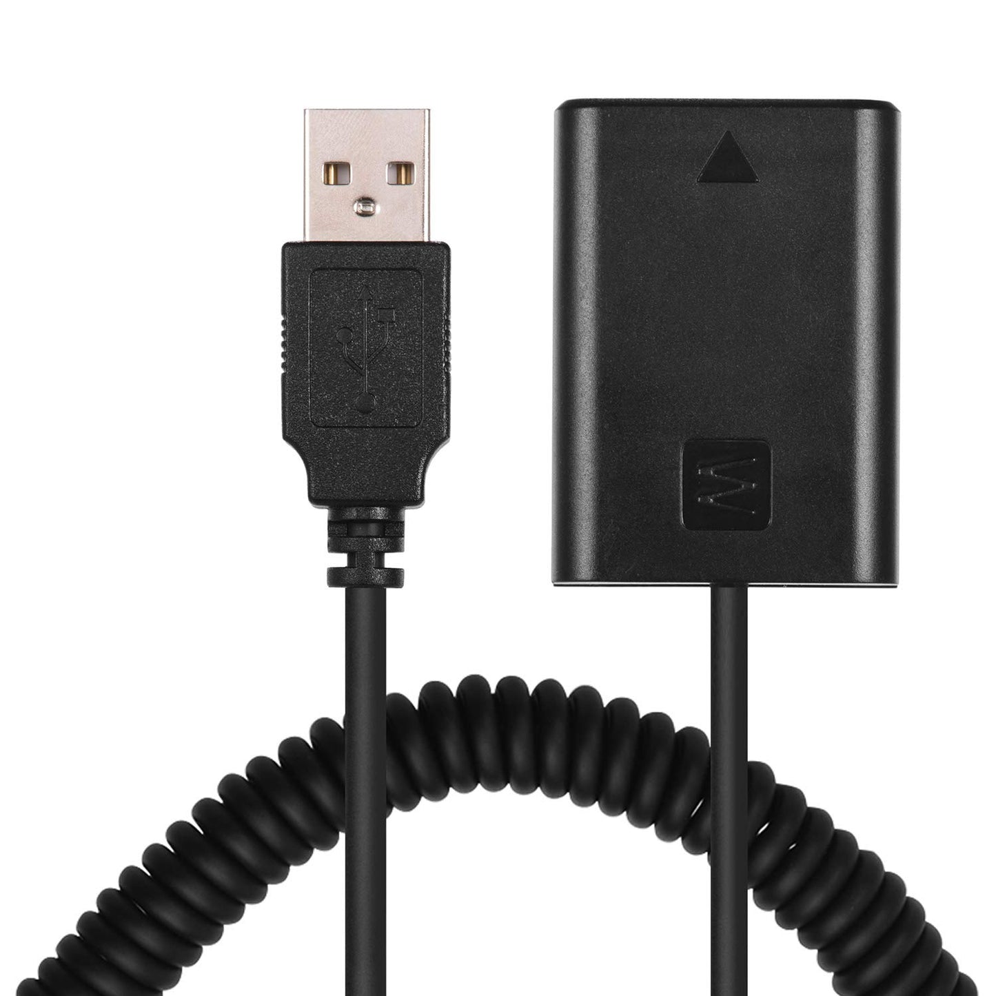Andoer NP-FW50 - Adaptador acoplador de batería para chupete 5 V USB con cable de resorte flexible compatible con Sony A7 A7II A7R A7S A7RII A7SII A6000 A5000 A3000 NEX 5 NEX (sin enchufe)