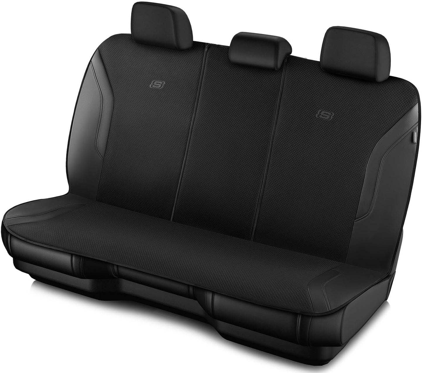 Skechers Fundas de Asiento de Coche de Espuma de Memoria, Fundas de Asiento de Cuero con Espuma de Memoria Gruesa, Fundas de Asiento Trasero Air Cool Negras, Comodidad y Protección Automotriz para la