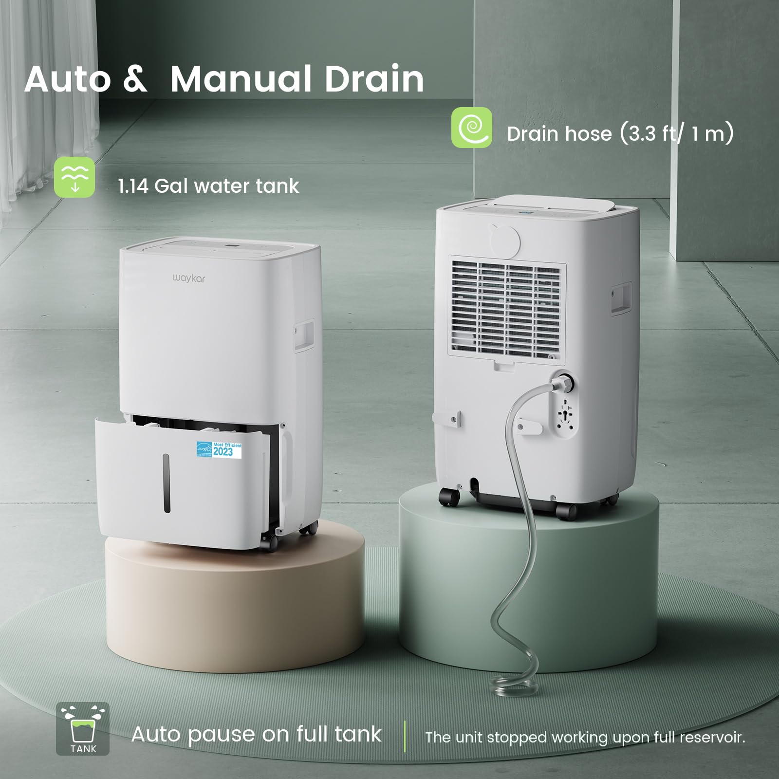 Deshumidificador Waykar Blanco 80 Pints Energy Star para Grandes Espacios y Hogares