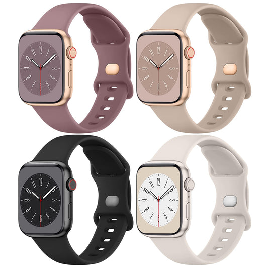 Bandas de Silicona Líquida Compatible con Apple Watch Serie 10 Multicolor, Paquete de 4 para Mujer y Hombre