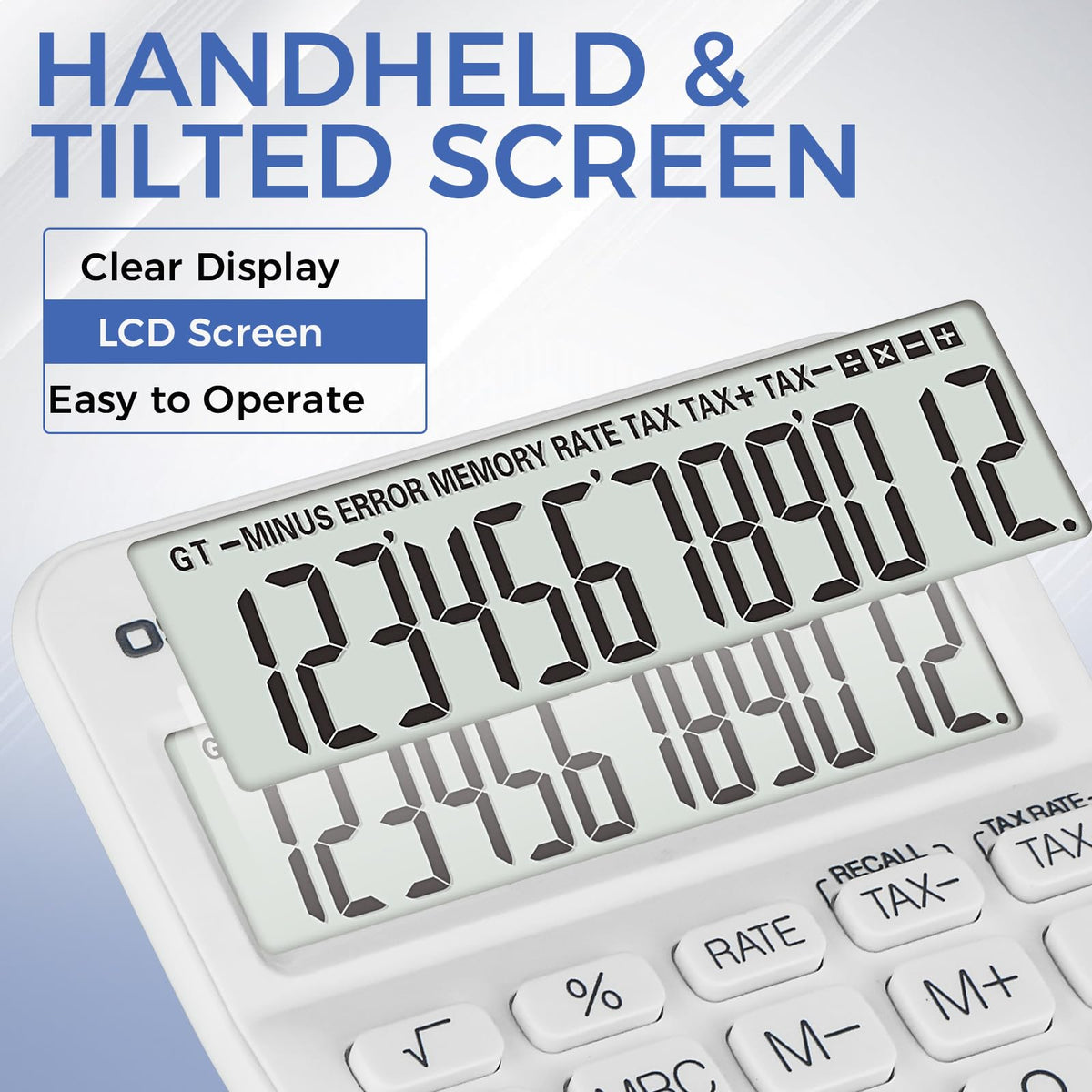 Calculadora de Escritorio con Pantalla LCD Grande de 12 Dígitos y Botón Grande para Oficina y Hogar