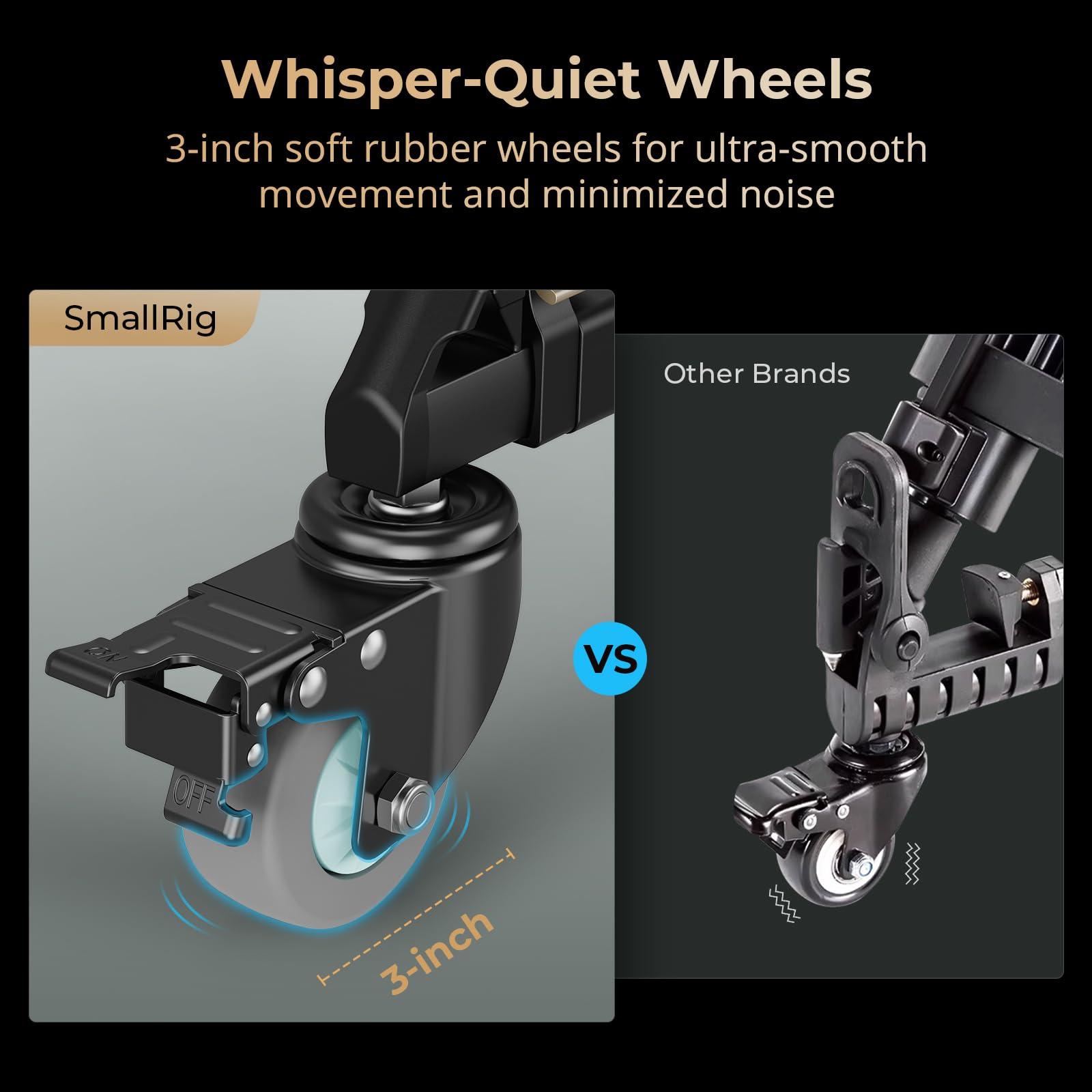 Trípode SmallRig Negro con Bloqueo Rápido y Ruedas de Goma