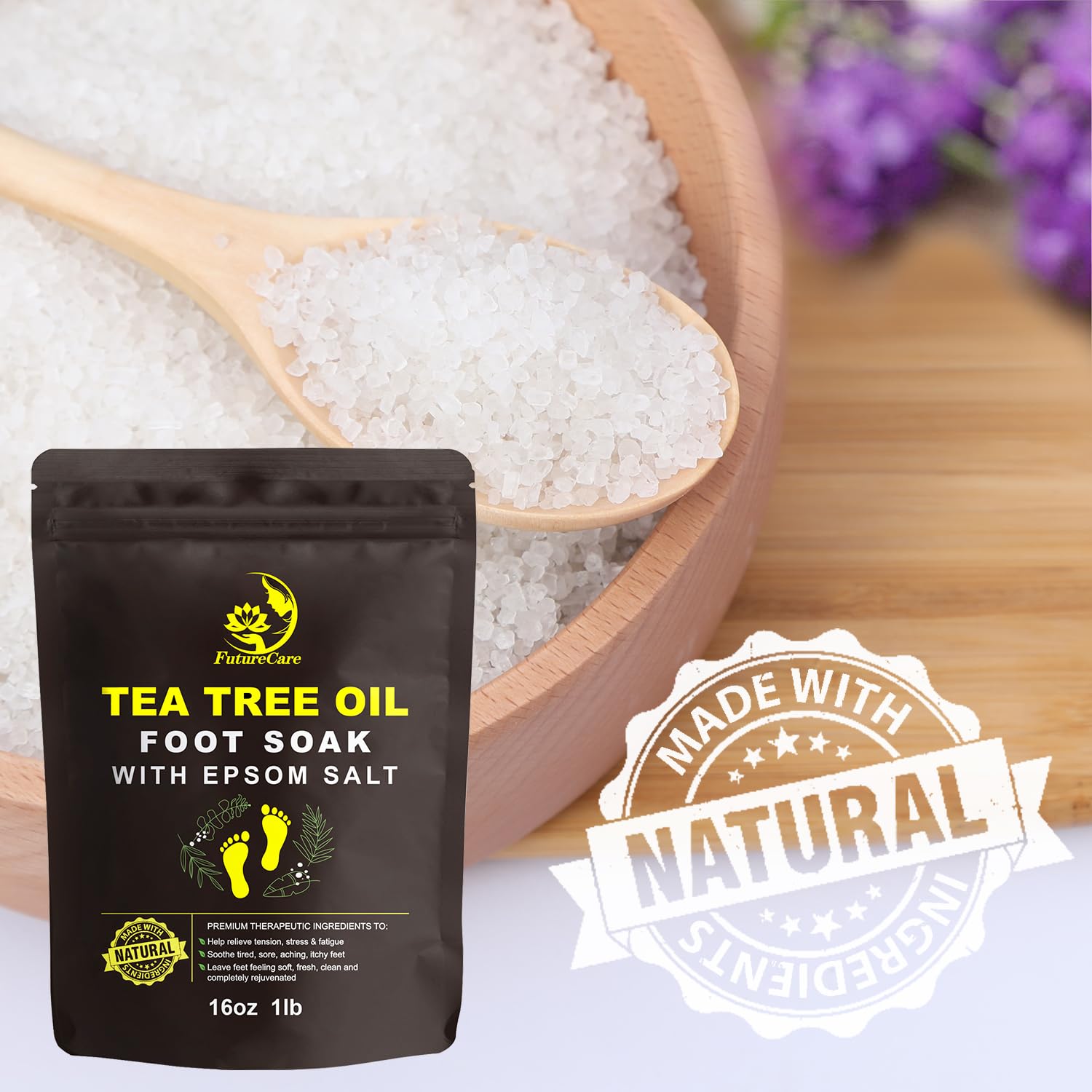 FutureCare Masajeador De Pies Con Burbujas De Calor Masaje Vibratorio Y Chorros 16 Oz De Sal De Epsom Con Lavanda Calmante Remojo De Pies Moodrelish Con Luz Roja 22 Rodillos De Masaje Temper