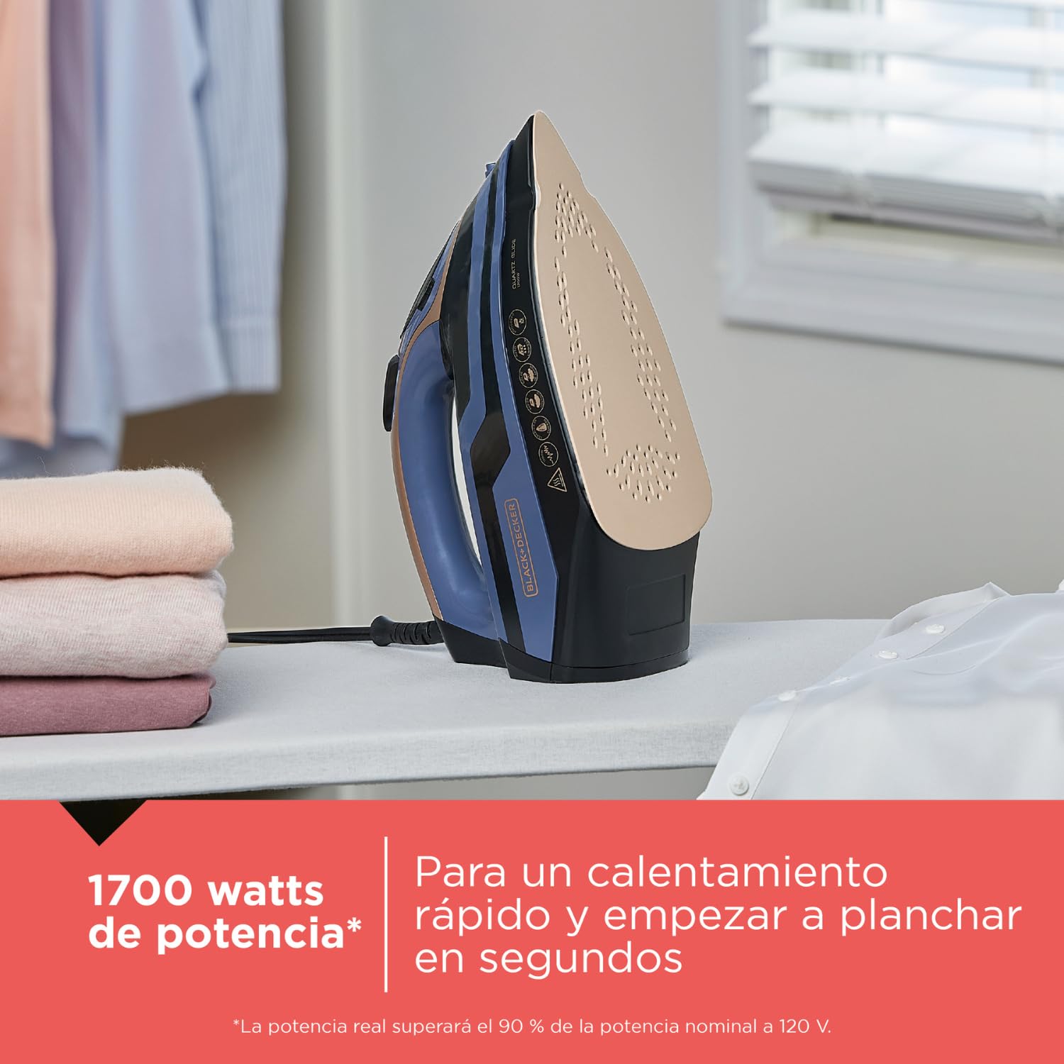 Plancha de Vapor Black+Decker Quartz Glide 1700W y Apagado Automático IR2823