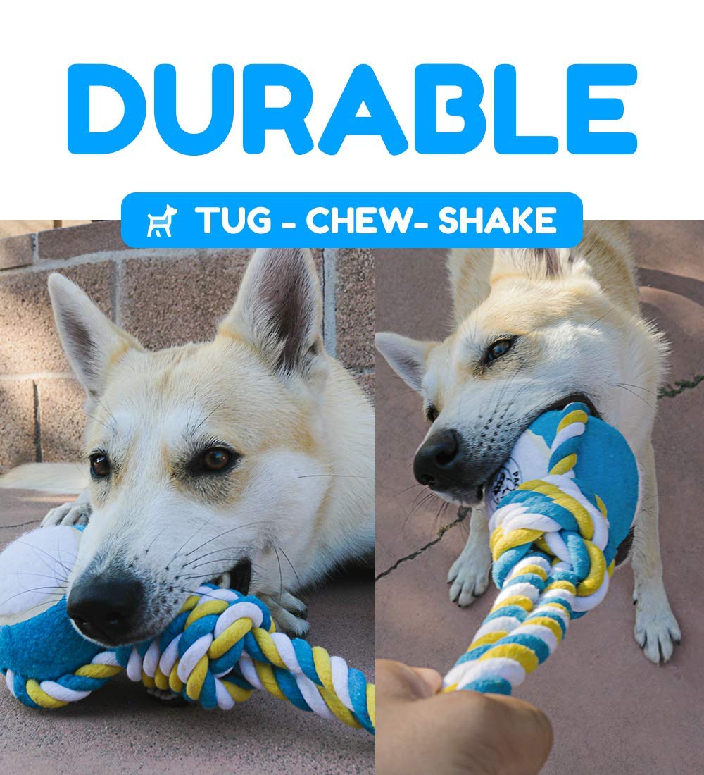 Juguetes para perros grandes – Apoya el rescate de perros sin fines de lucro – Juguetes de cuerda para perros grandes interactivos para aburrimiento – Juguetes de cuerda gigante para razas grandes – Juguetes para perros XL – Pelota de tenis gigante de bús