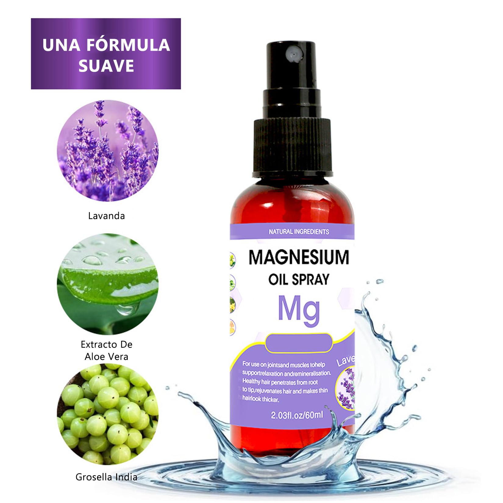 Magnesium oil spray body relax lavanda mejora del sueño alivio del dolor muscular magnesium oil body spray