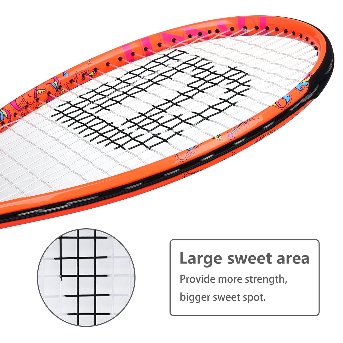 LUNNADE - Raqueta de tenis para niños pequeños, 19/21/23/25 pulgadas con cubierta, adecuada para niños y niñas principiantes de 3 a 12 años