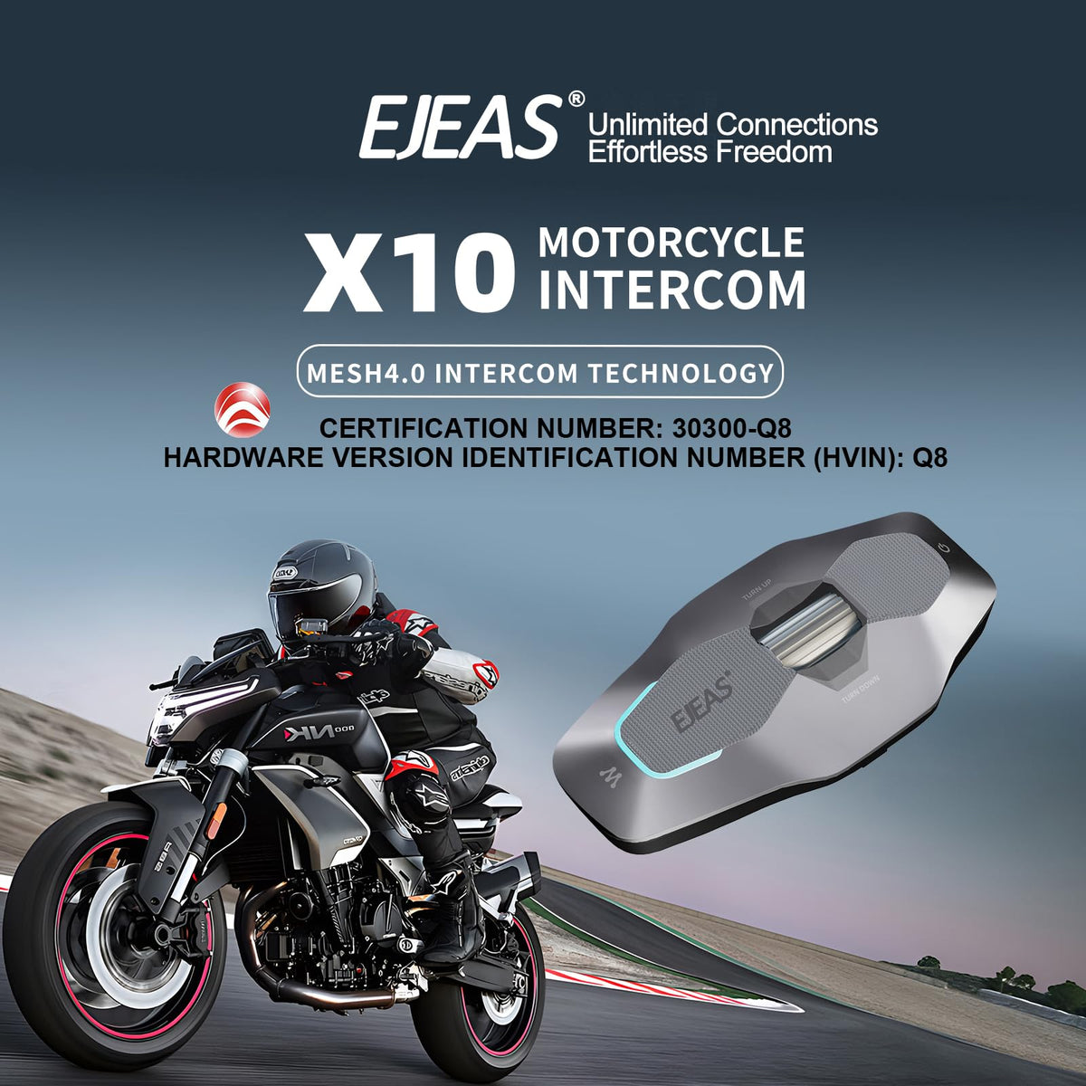 Auriculares de Casco SolaMr X10 Negro con Bluetooth 5.1 y Cancelación de Ruido para Motociclistas