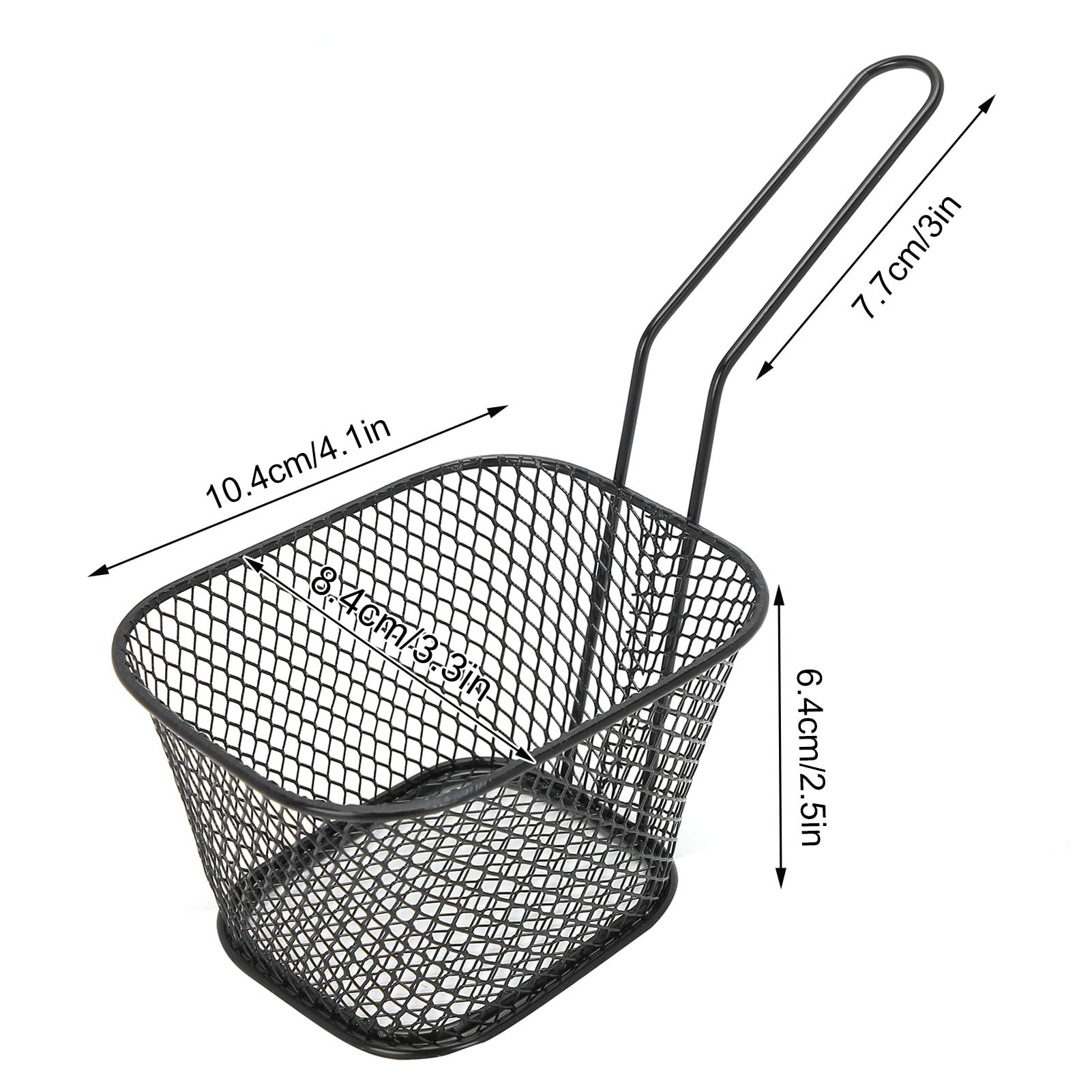 Cesta de Papas Fritas Cestas de Papas Fritas 4 Piezas Cesta de Red para Freír de Acero Inoxidable Colador de Cocina para Papas Fritas Comida Herramienta de Cocina(Negro)