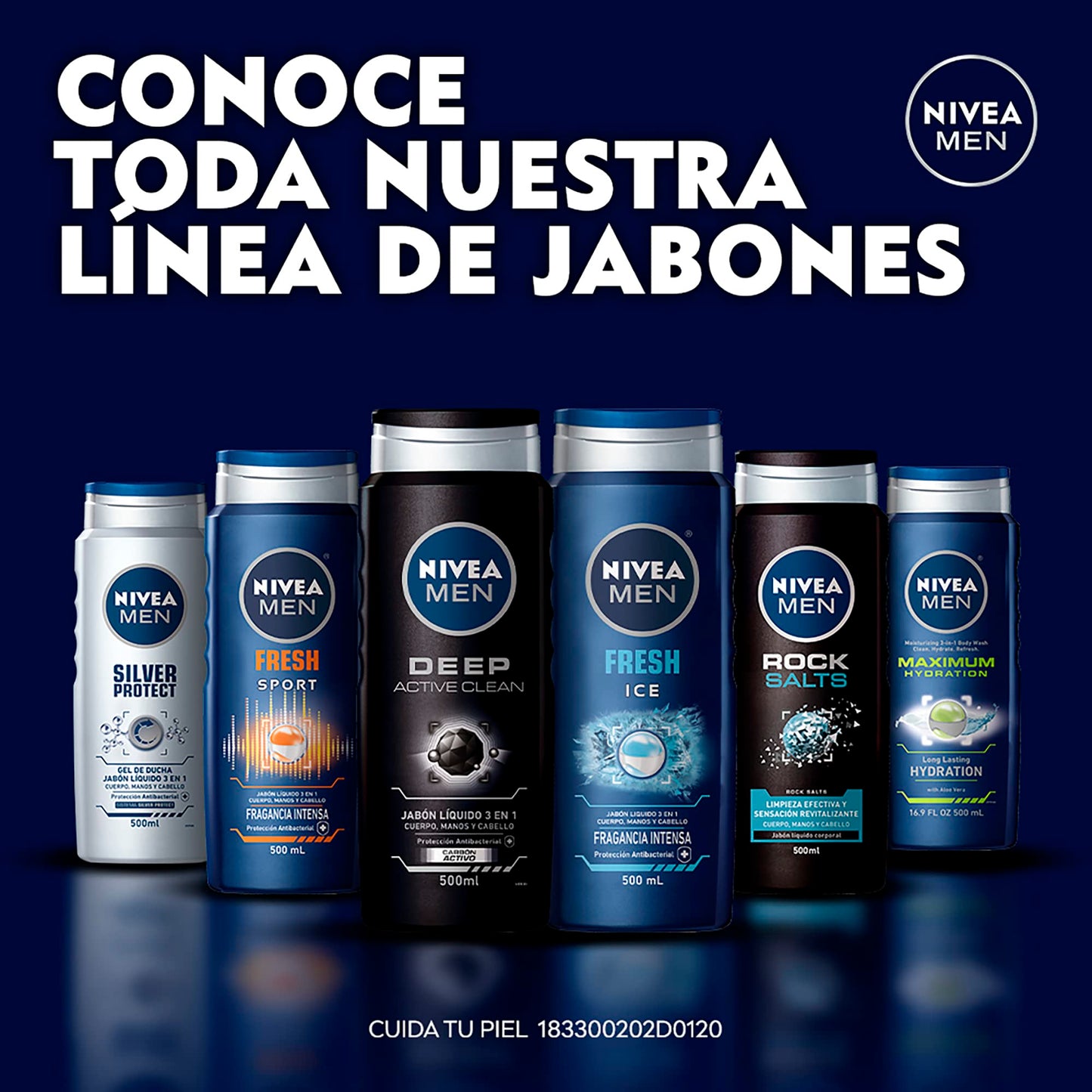 NIVEA MEN Jabón Líquido Corporal 3 en 1 Originals (500 ml) jabón Antibacterial para Cuerpo, Rostro y Cabello
