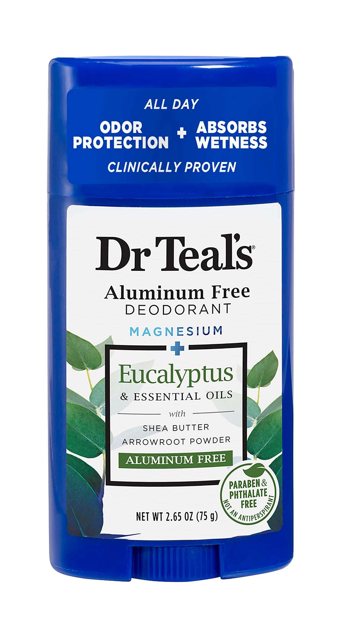 Dr Teal's Desodorante Libre de Aluminio, Aceite Escenciale de Eucalipto, 2.65 oz