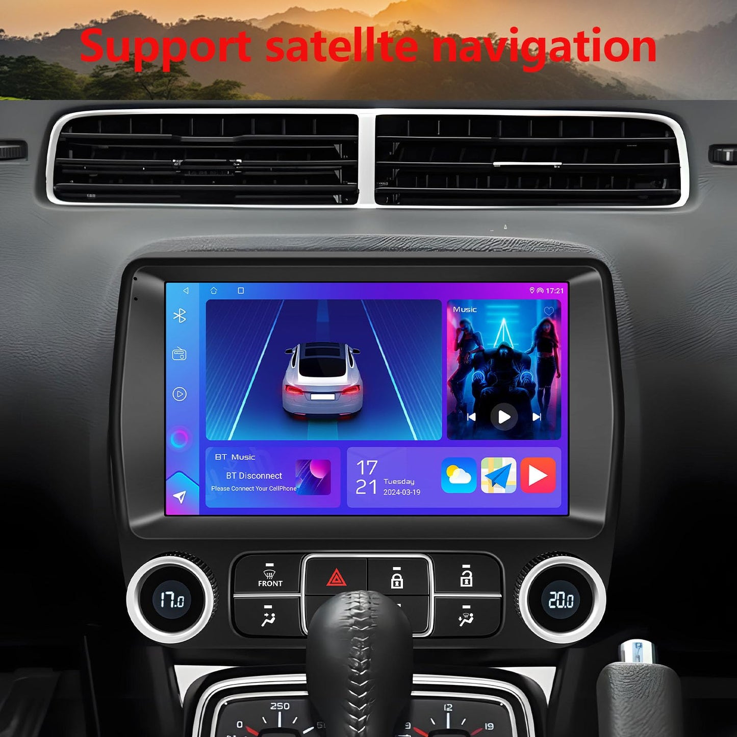 Estéreo de coche Android para Camaro 2008-2015, pantalla táctil HD de 9.1 pulgadas, WiFi, navegación GPS, cámara de respaldo (2+32G)