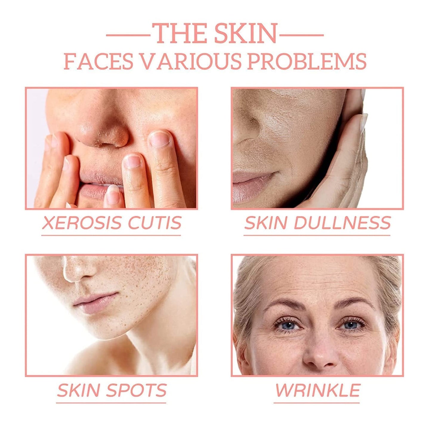 Suero facial 5 en 1,Suero antienvejecimiento con refuerzo de colágeno,Reduce las arrugas Suero facial,Suero de vitamina C para la cara con ácido hialurónico,Mejora la sequedad y la aspereza