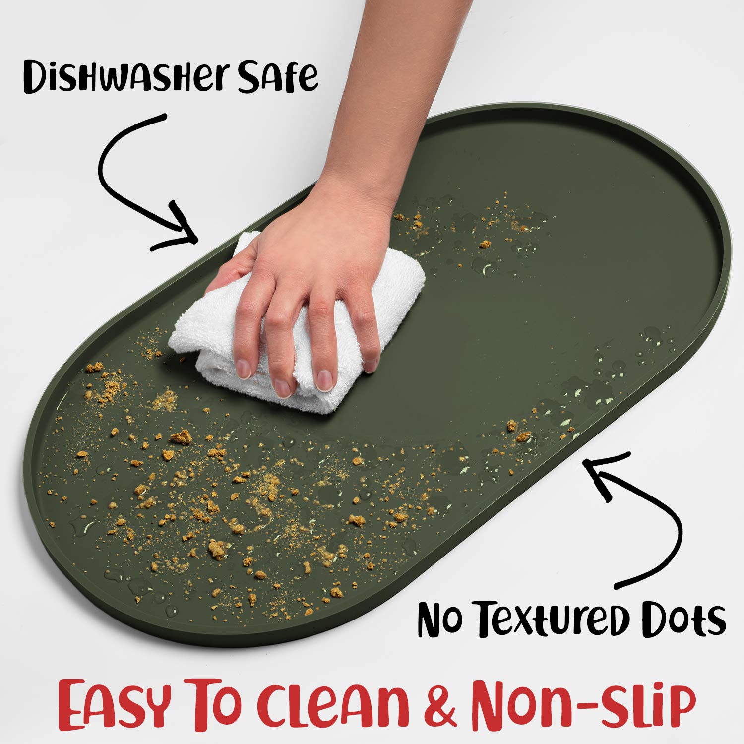 Alfombrilla para Comida DogBuddy Verde Caqui Antideslizante Impermeable para Perro Pequeño