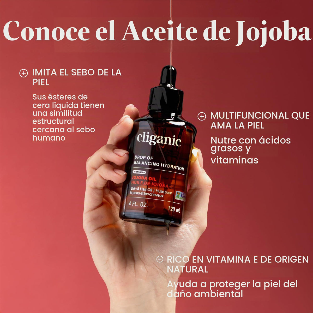 Cliganic Aceite de Jojoba 100% Puro a Granel Sin Hexano ni Refinar 946 ml