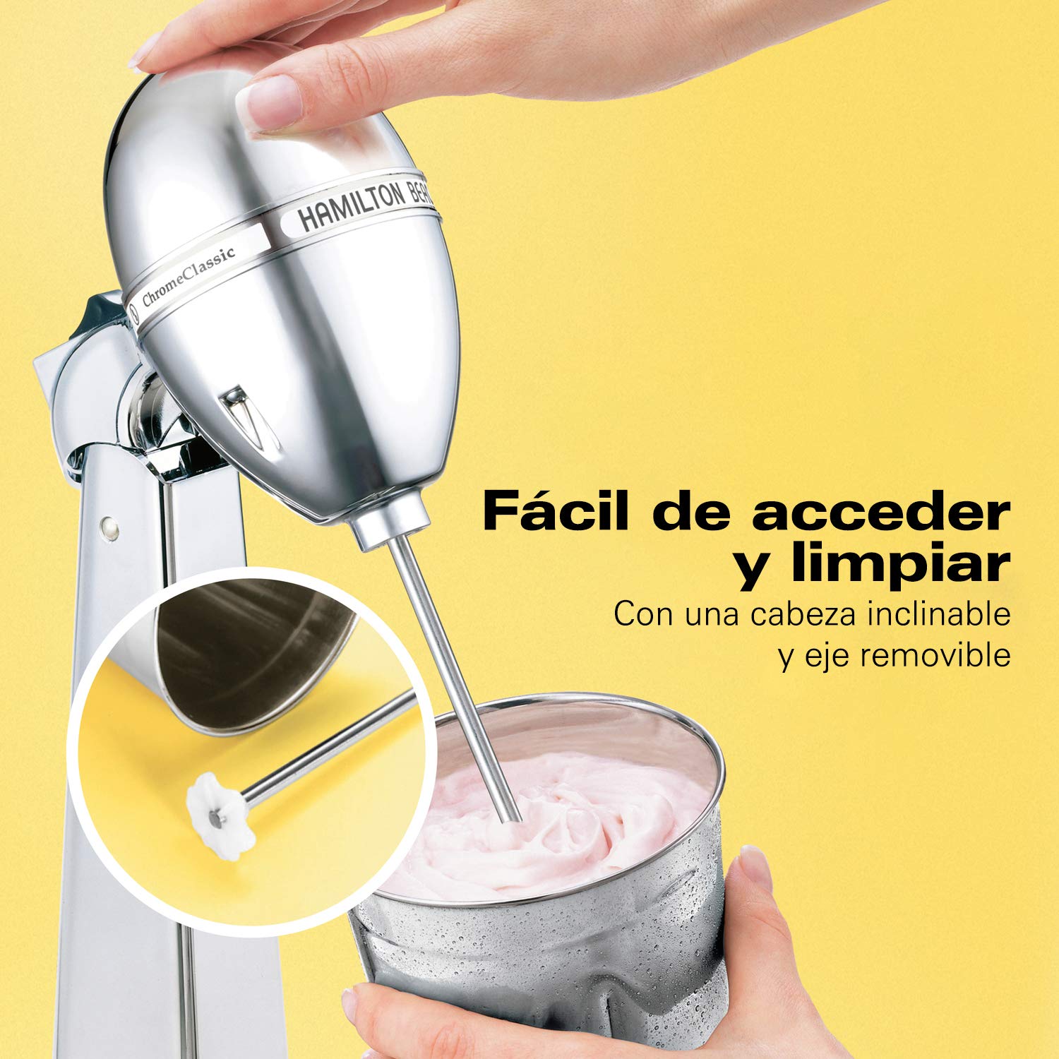 Hamilton Beach Fuente De Sodas De 2 Velocidades/Batidora Para Esquimos Y Licuados/Chocomilera, Estilo Profesional, Acero Inoxidable (730C-Mx)