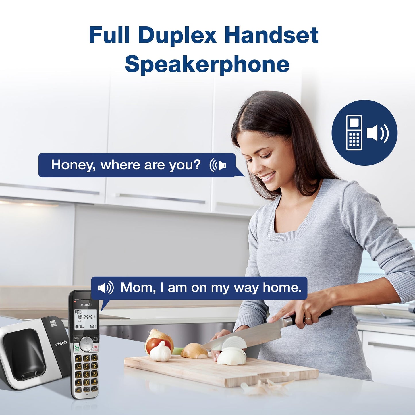 VTech - Teléfono inalámbrico con visualización Grande y Botones Grandes, DECT 6.0 con identificador de Llamadas/Llamada en Espera, Altavoz dúplex Completo, Modo Eco, último remarcado de 10 números,
