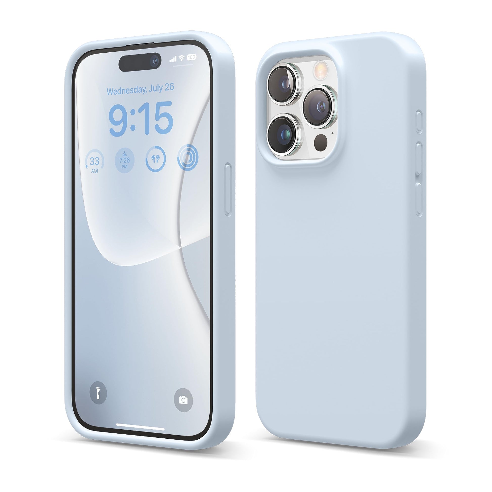 Funda Silicona Líquida elago Azul Celeste Compatible con iPhone 15 Pro con Estructura a Prueba de Golpes y Forro de Microfibra Suave