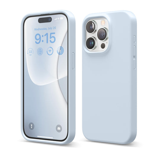 Funda Silicona Líquida elago Azul Celeste Compatible con iPhone 15 Pro con Estructura a Prueba de Golpes y Forro de Microfibra Suave
