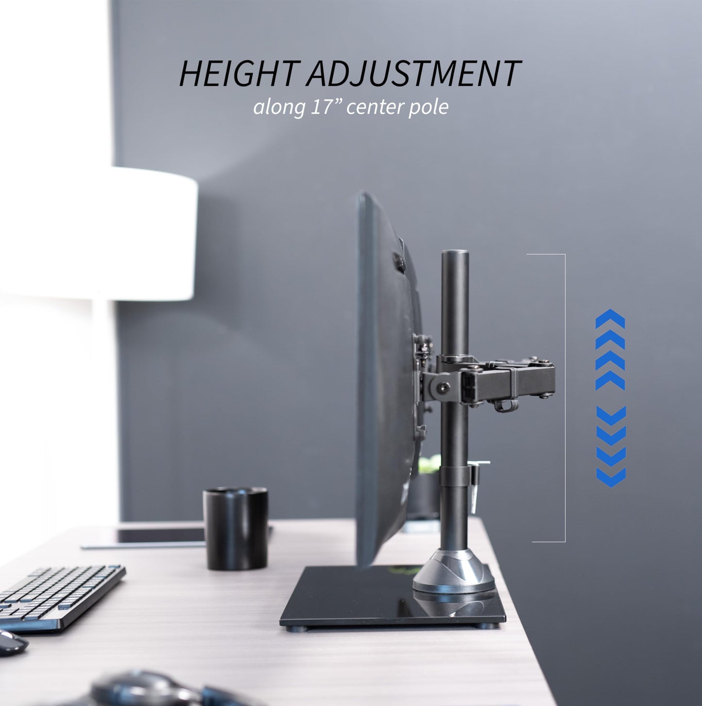 Soporte de Monitor Doble VIVO Negro Independiente con Base de Vidrio Elegante y Brazos Ajustables