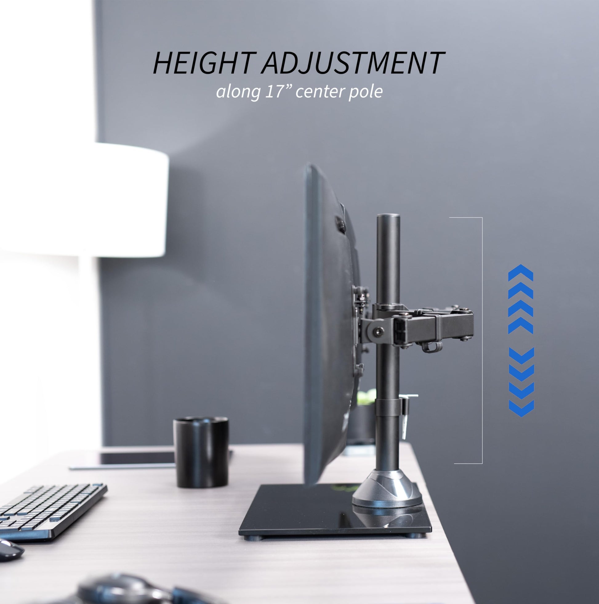 Soporte de Monitor Doble VIVO Negro Independiente con Base de Vidrio Elegante y Brazos Ajustables