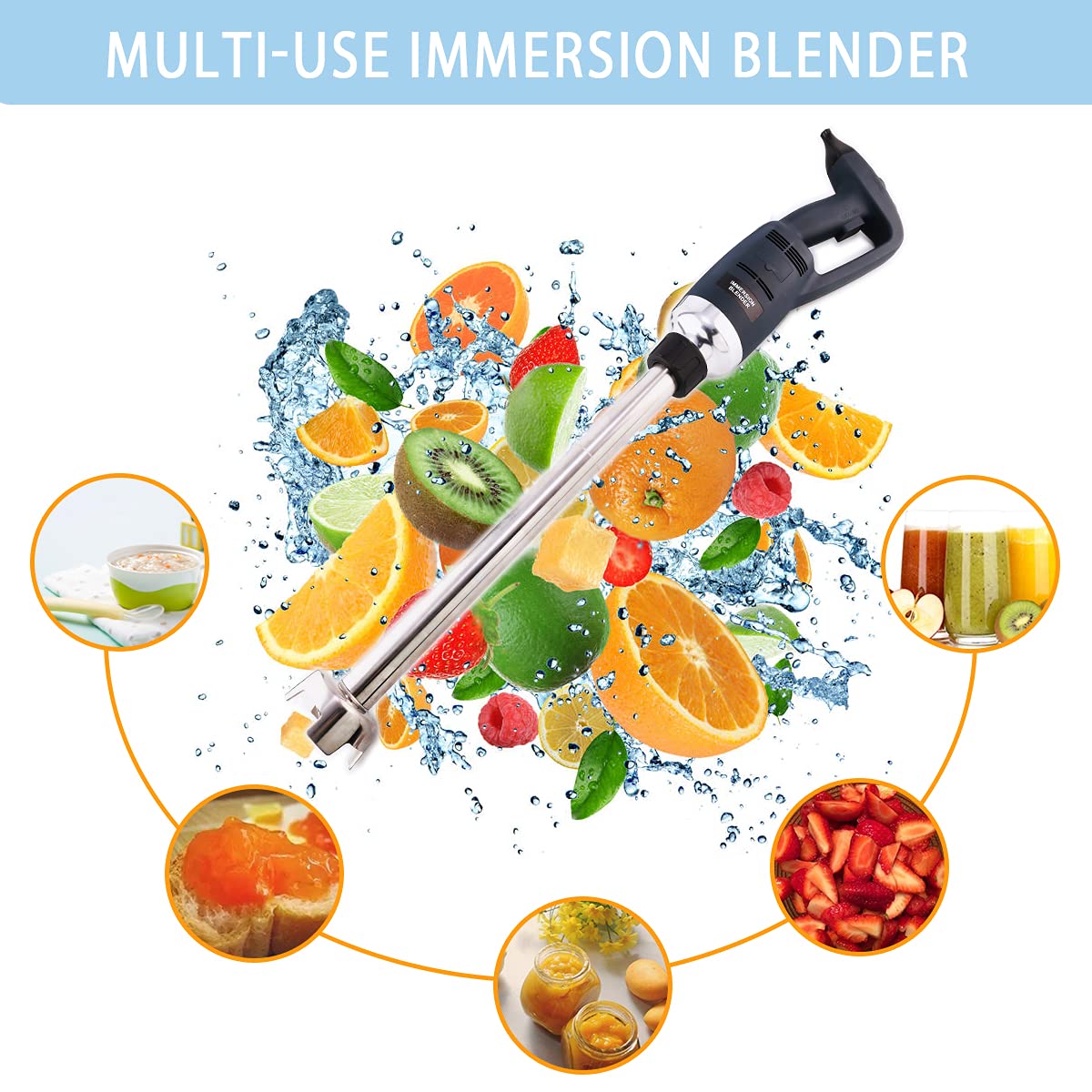 Batidora de Inmersión NJTFHU 20 Pulgadas Emulsionante de Mano Mezcladora Comercial Eléctrica 500 W Ajustable
